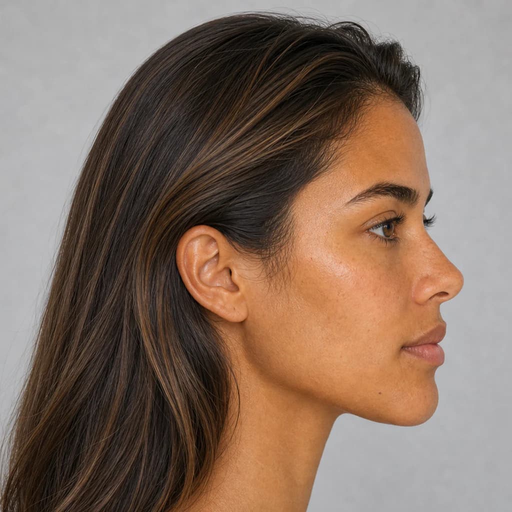 Profile portrait showing the same Dark Autumn coloring.