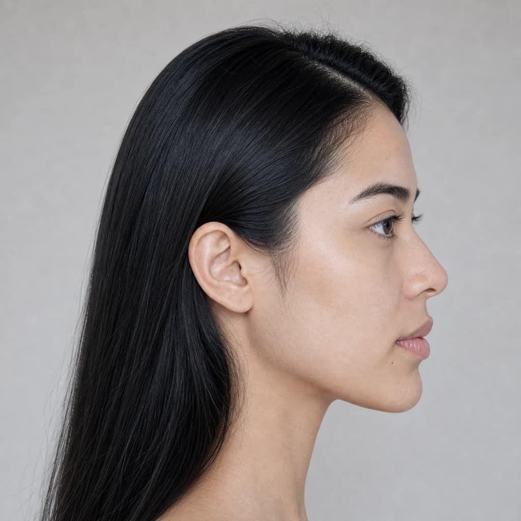 Profile portrait showing the same True Winter coloring.